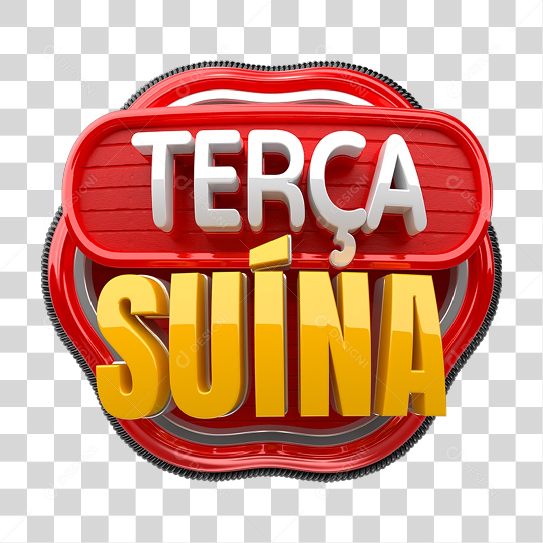 Selo 3D Terça Suína PNG Transparente