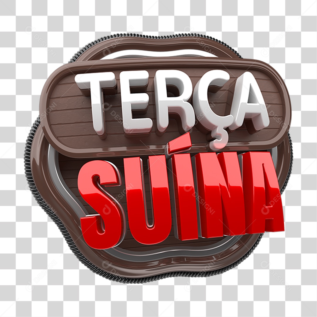 Selo 3D Terça Suína PNG Transparente