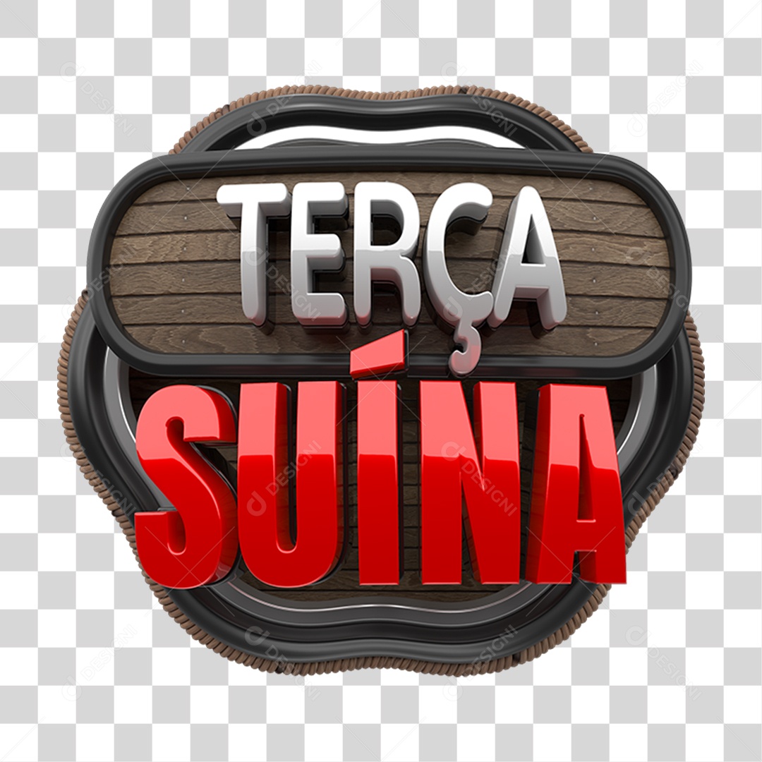 Selo 3D Terça Suína PNG Transparente