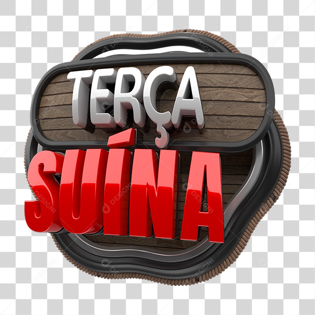 Selo 3D Terça Suína PNG Transparente