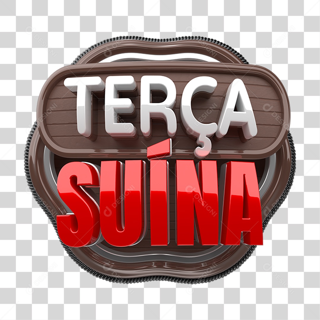 Selo 3D Terça Suína PNG Transparente