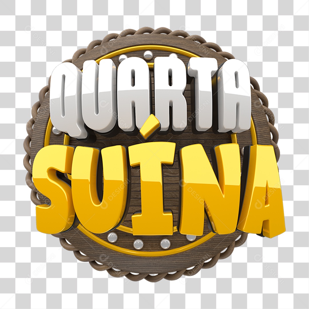Selo 3D Quarta Suína PNG Transparente