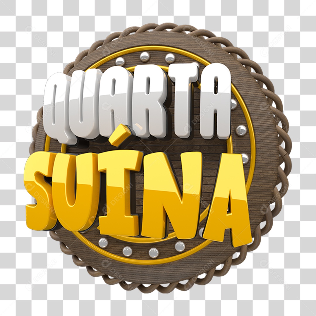 Selo 3D Quarta Suína PNG Transparente
