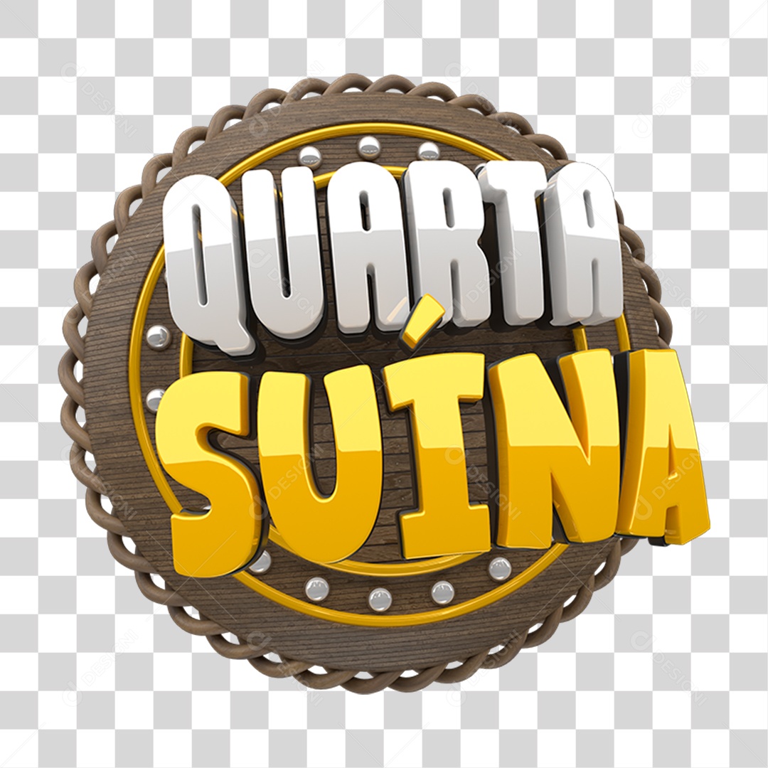 Selo 3D Quarta Suína PNG Transparente