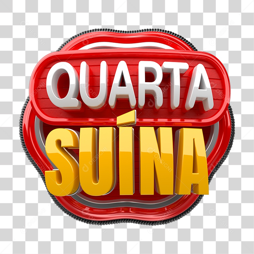 Selo 3D Quarta Suína PNG Transparente