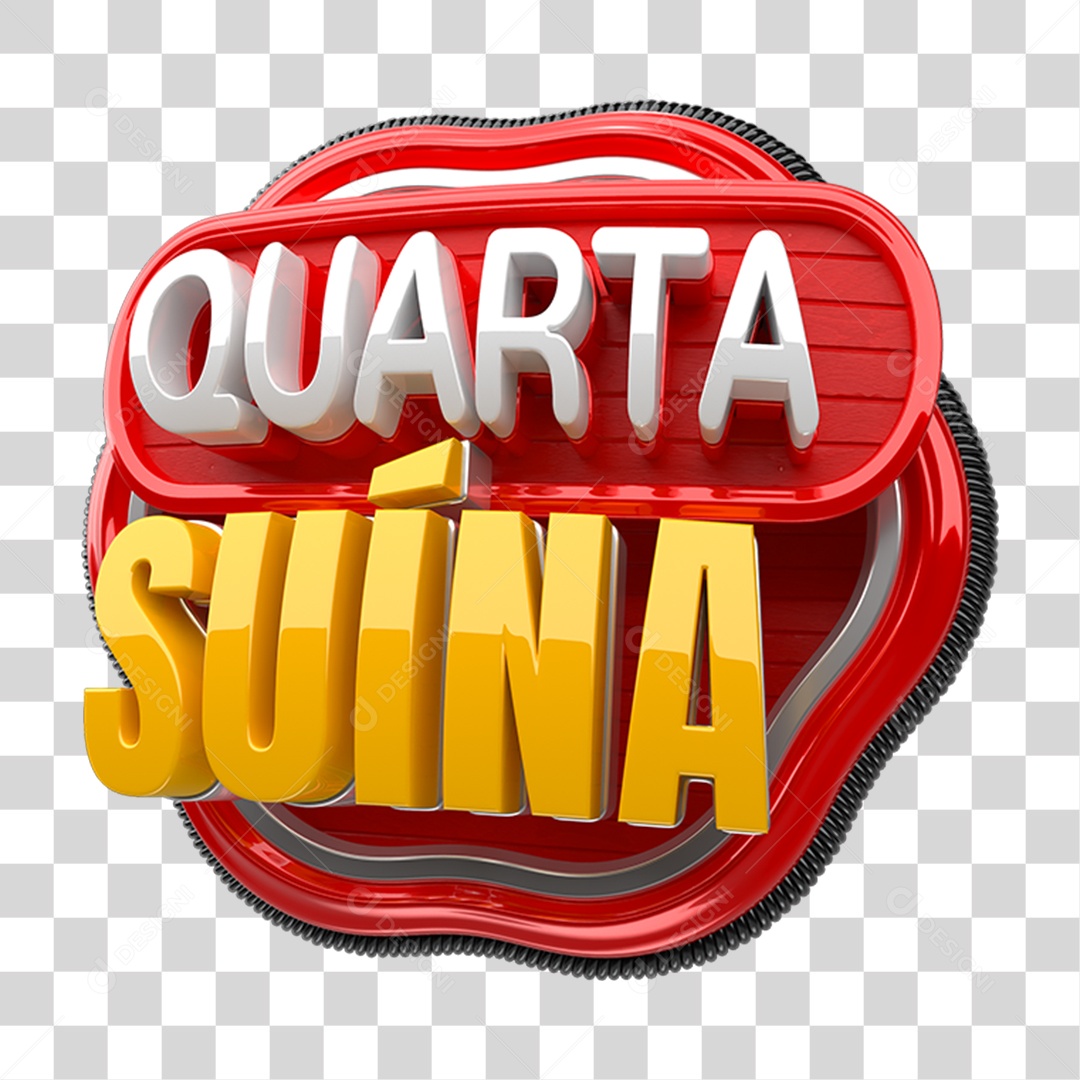 Selo 3D Quarta Suína PNG Transparente