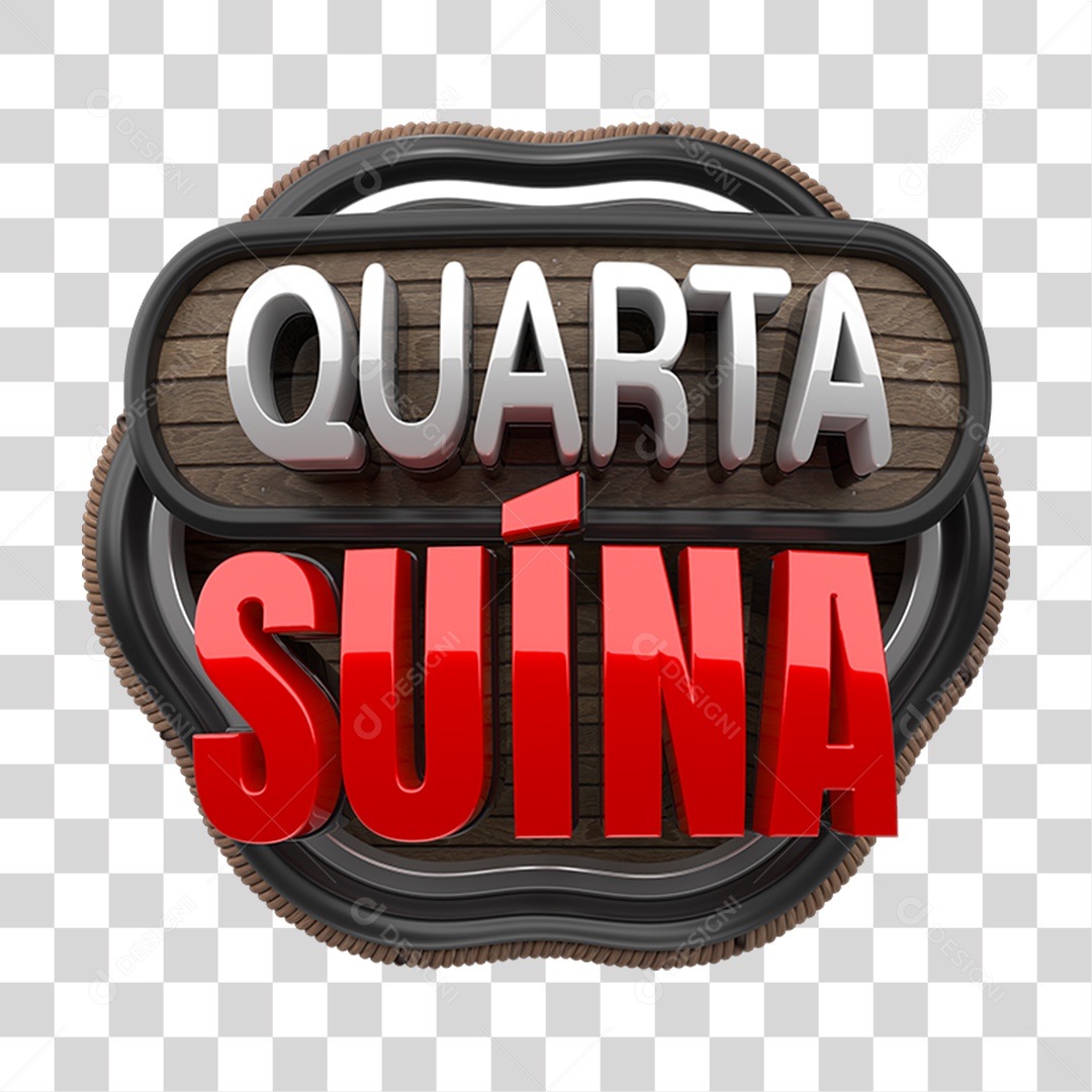 Selo 3D Quarta Suína PNG Transparente