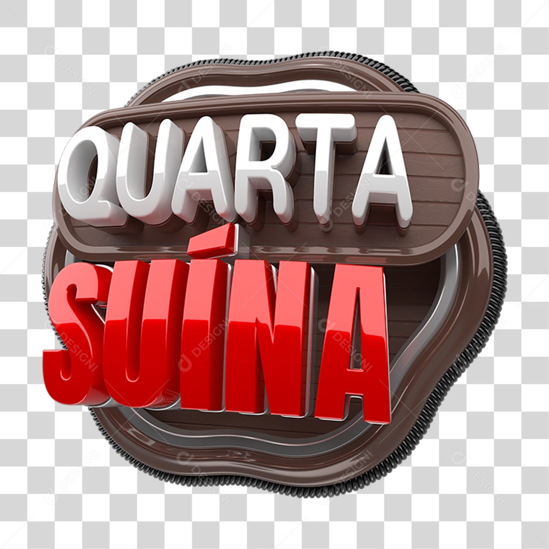Selo 3D Quarta Suína PNG Transparente