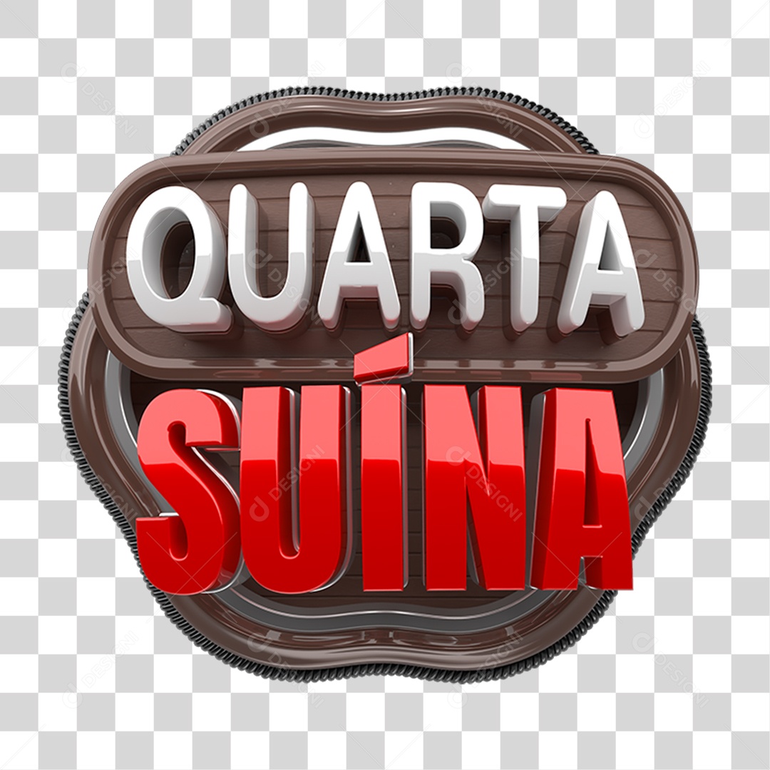 Selo 3D Quarta Suína PNG Transparente