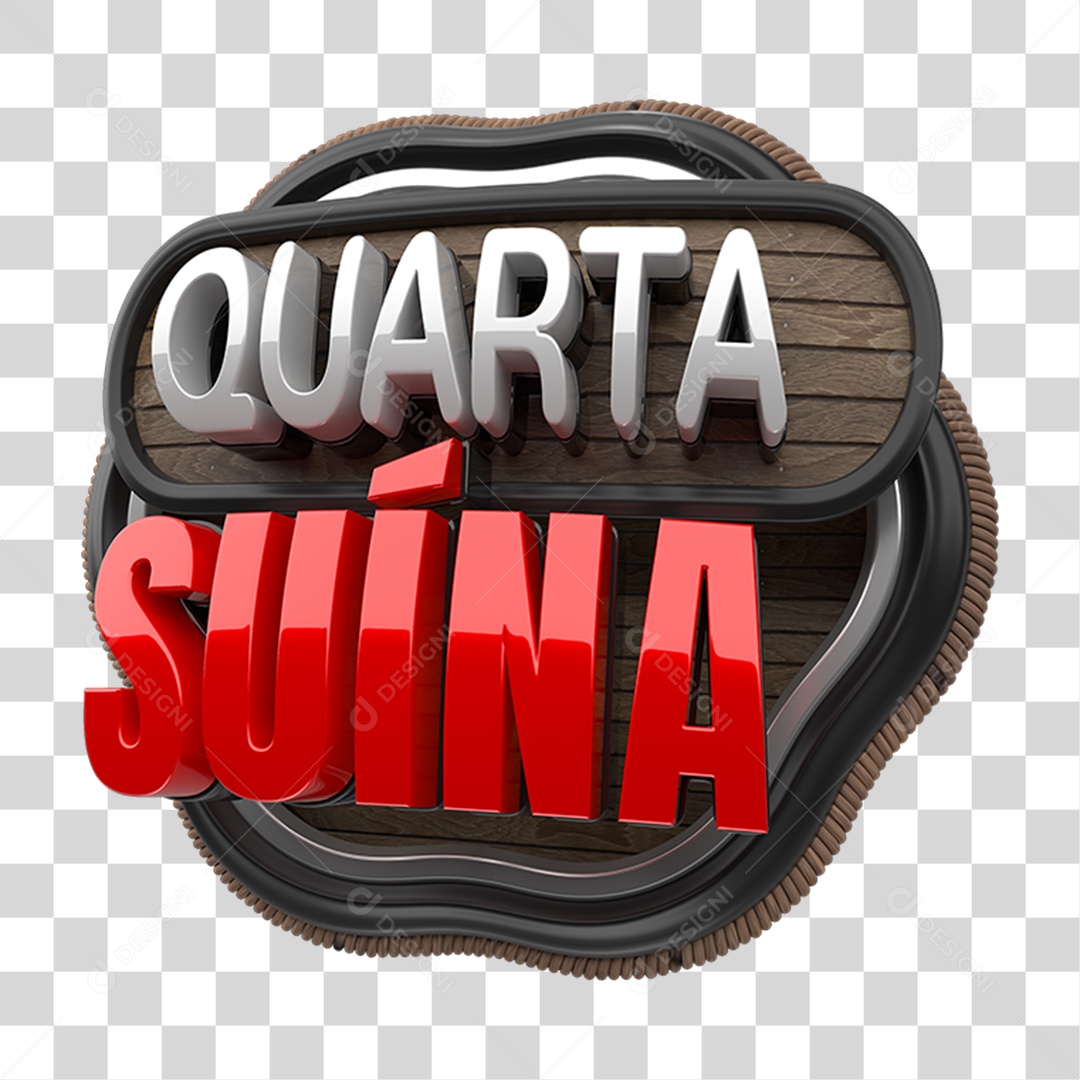 Selo 3D Quarta Suína PNG Transparente