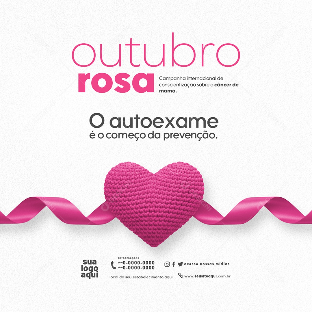 Feed Outubro Rosa Mês de Conscientização Sobre o Câncer de Mama Exame Social Media PSD Editável