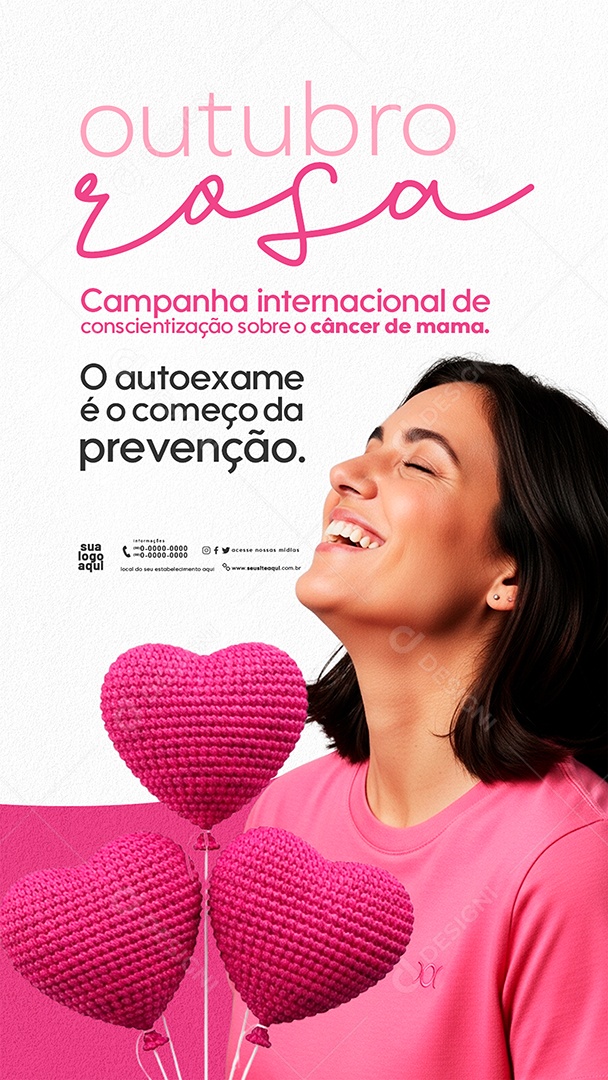 Story Outubro Rosa Mês de Conscientização Sobre o Câncer de Mama Começo Social Media PSD Editável