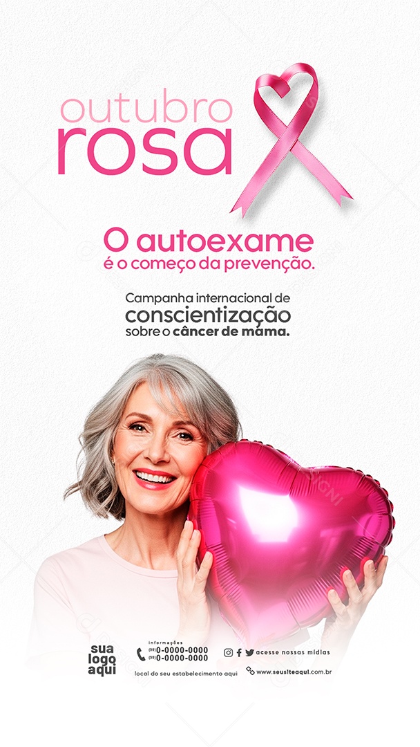 Story Outubro Rosa Mês de Conscientização Sobre o Câncer de Mama o Autoexame Social Media PSD Editável