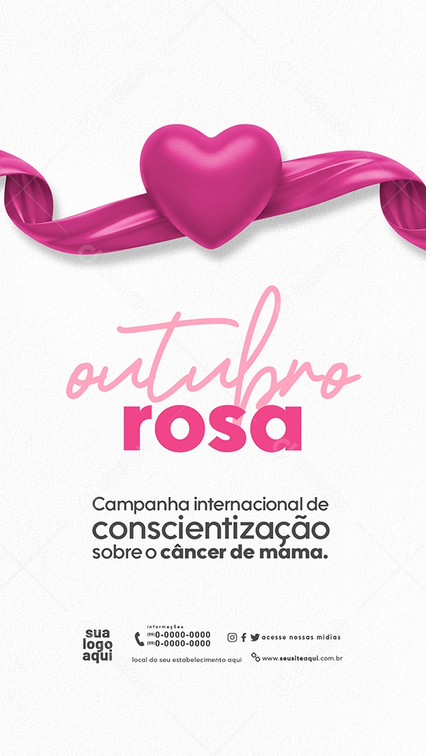 Story Outubro Rosa Mês de Conscientização Sobre o Câncer de Mama sobre o Câncer Social Media PSD Editável
