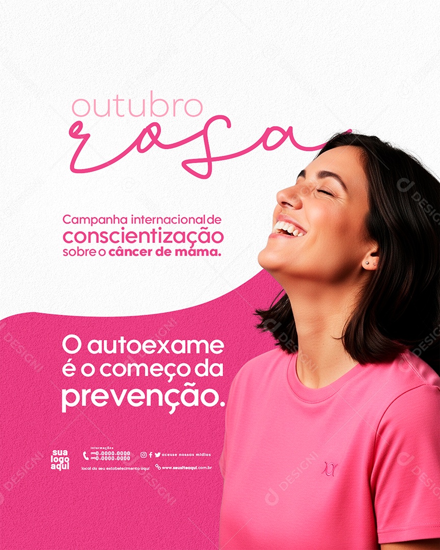 Outubro Rosa Mês de Conscientização Sobre o Câncer de Mama é o Começo Social Media PSD Editável