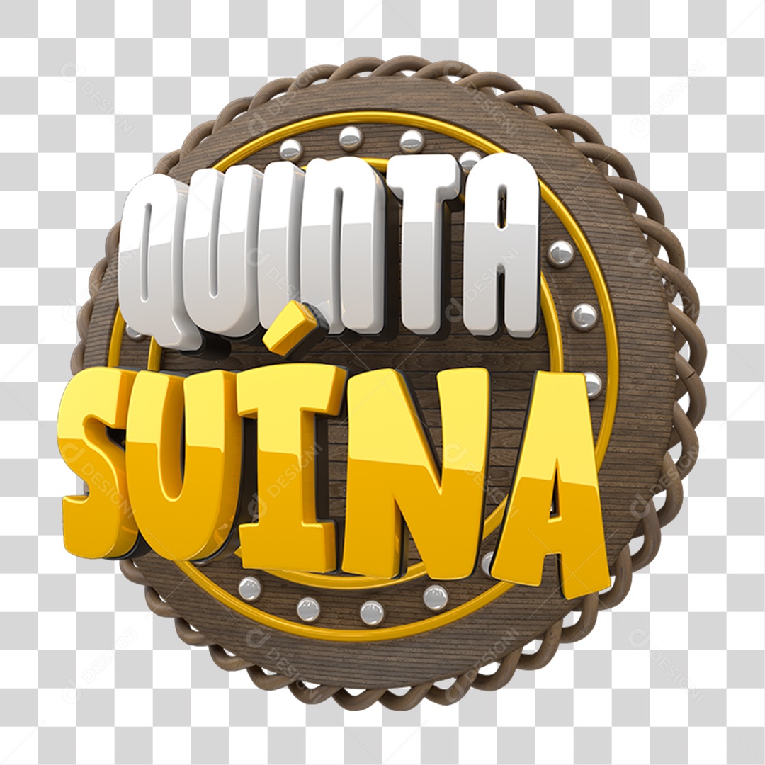 Selo 3D Quinta Suína PNG Transparente