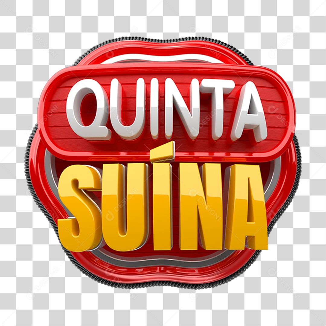 Selo 3D Quinta Suína PNG Transparente