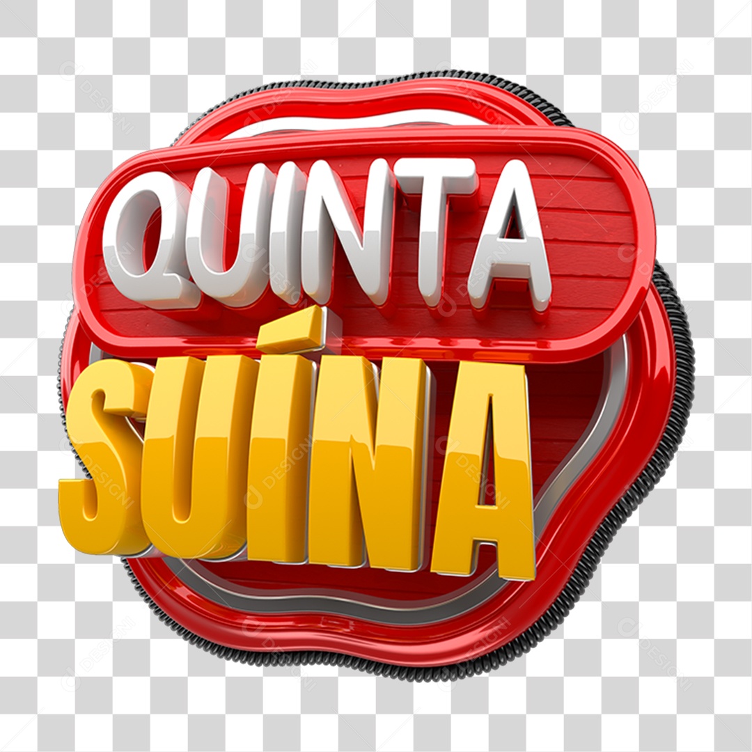Selo 3D Quinta Suína PNG Transparente