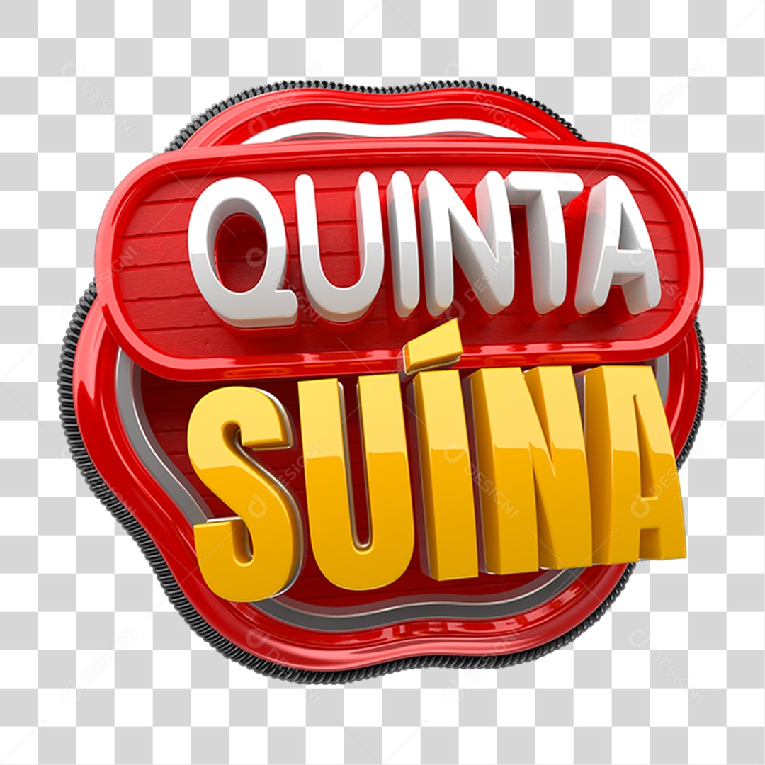 Selo 3D Quinta Suína PNG Transparente