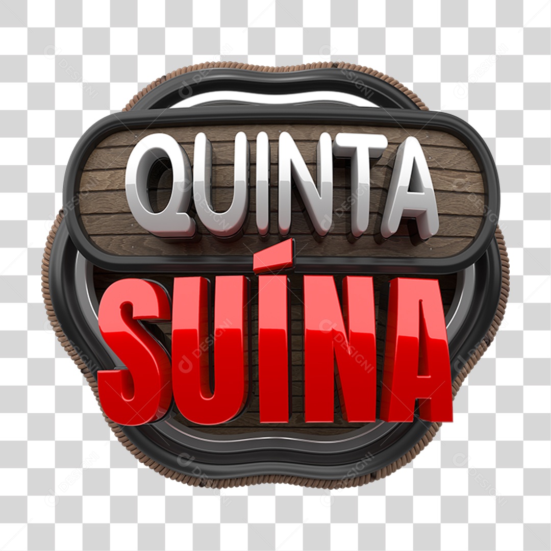 Selo 3D Quinta Suína PNG Transparente