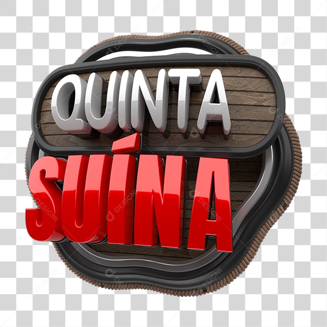 Selo 3D Quinta Suína PNG Transparente
