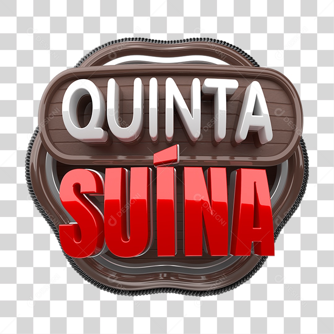 Selo 3D Quinta Suína PNG Transparente