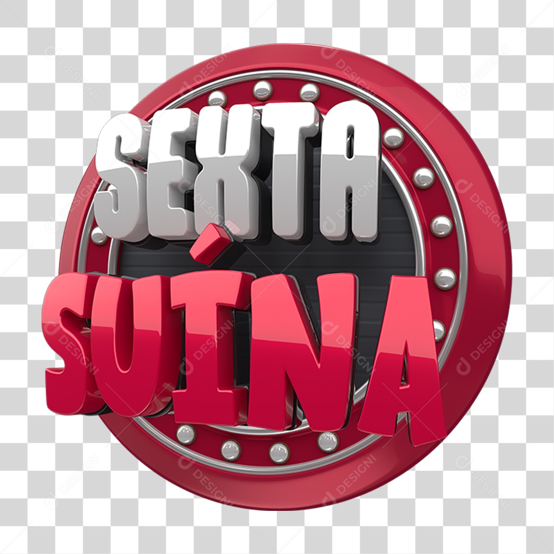 Selo 3D Sexta Suína PNG Transparente