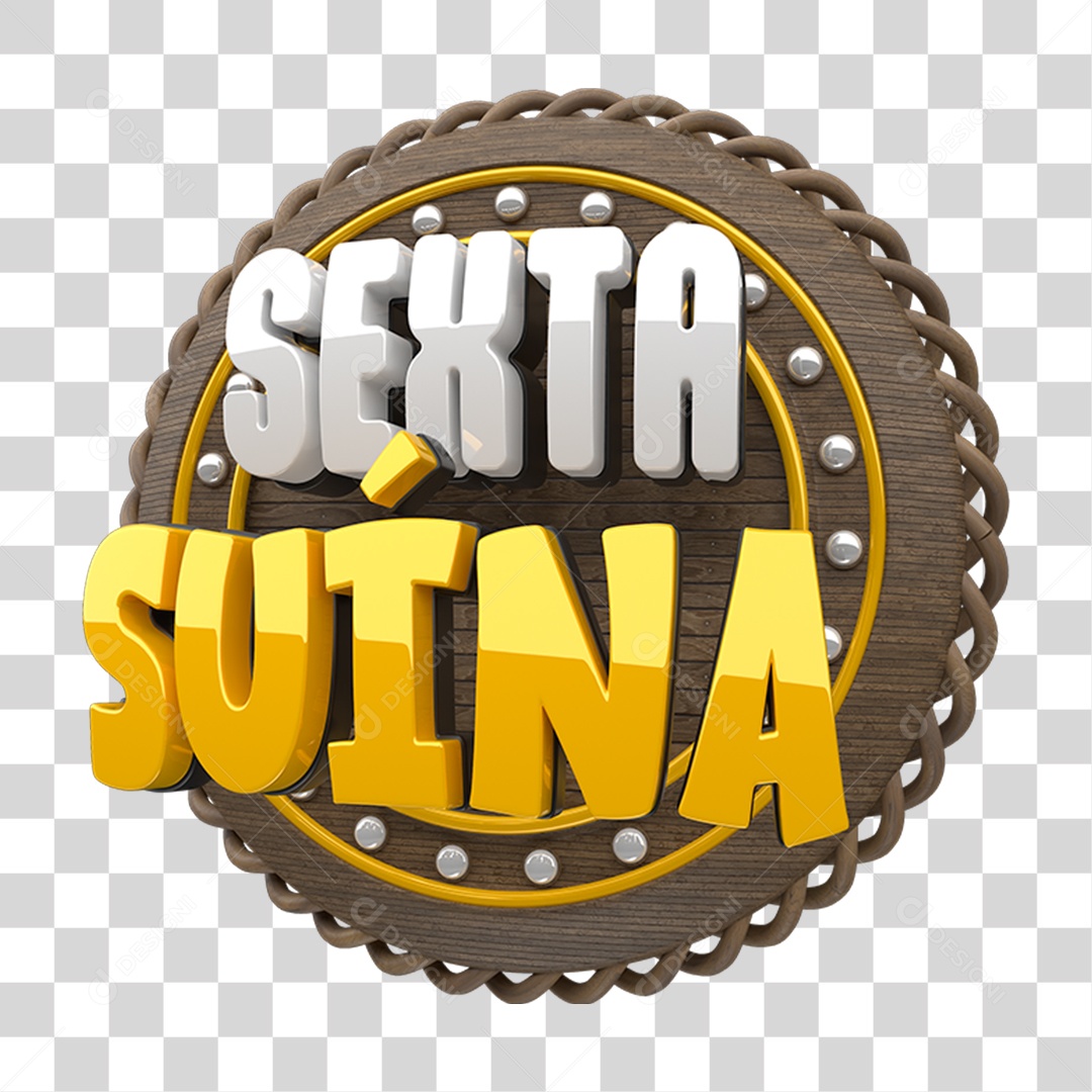 Selo 3D Sexta Suína PNG Transparente