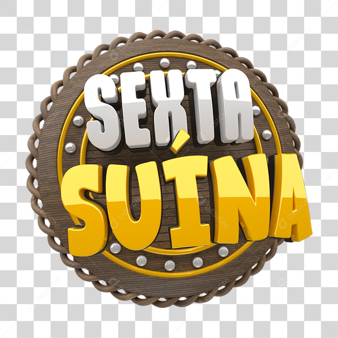 Selo 3D Sexta Suína PNG Transparente