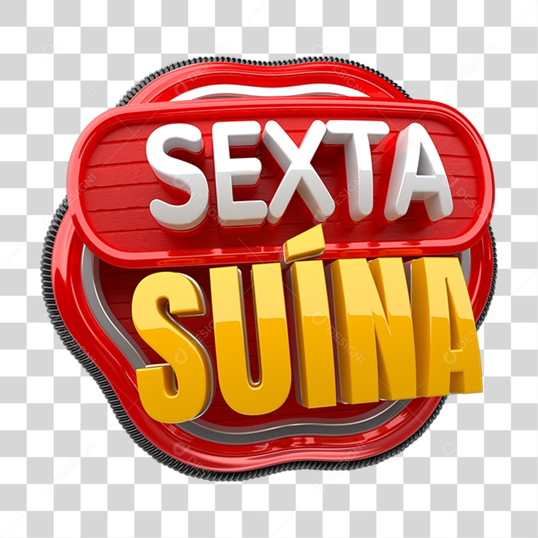 Selo 3D Sexta Suína PNG Transparente