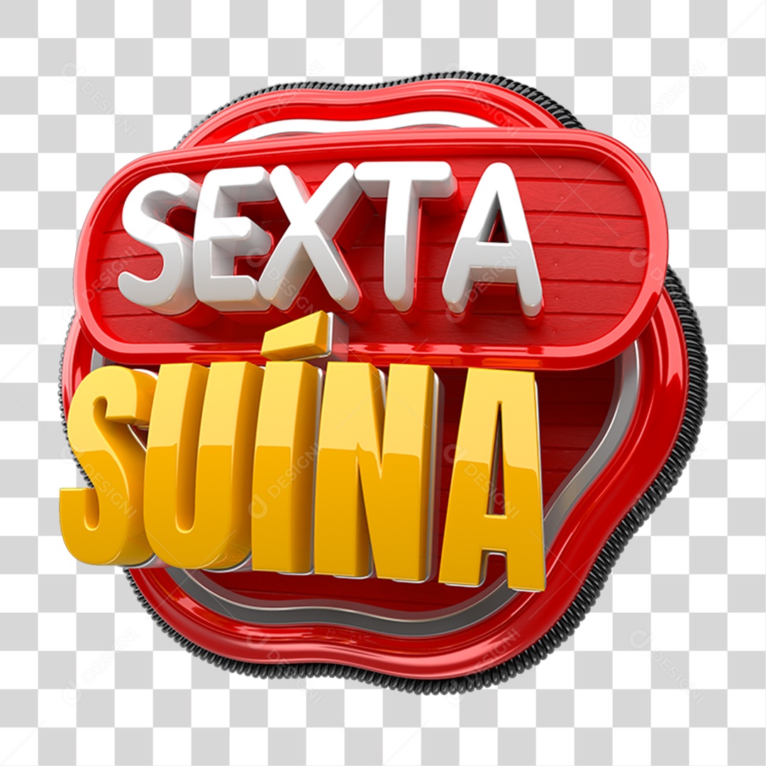 Selo 3D Sexta Suína PNG Transparente