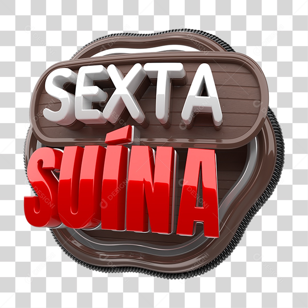 Selo 3D Sexta Suína PNG Transparente