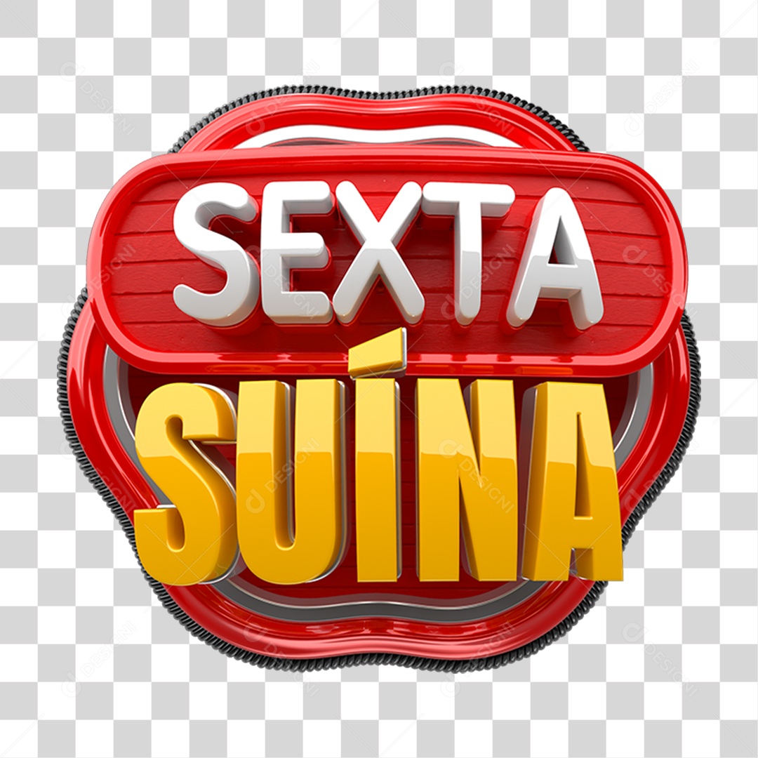 Selo 3D Sexta Suína PNG Transparente