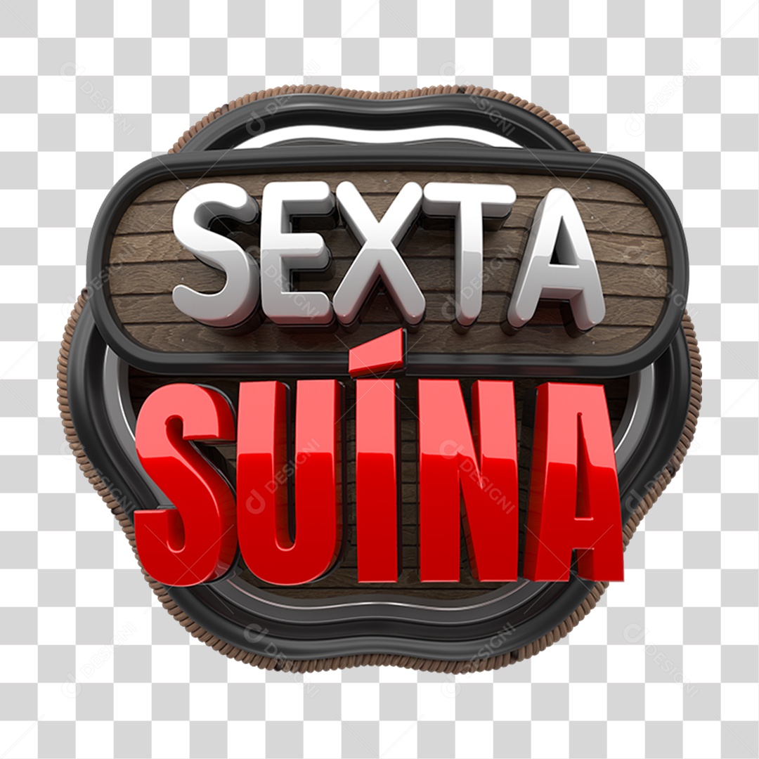 Selo 3D Sexta Suína PNG Transparente