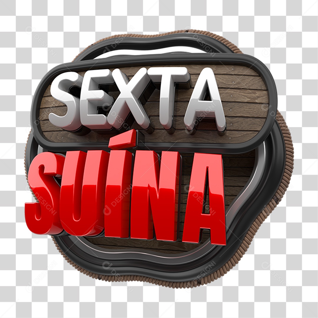 Selo 3D Sexta Suína PNG Transparente