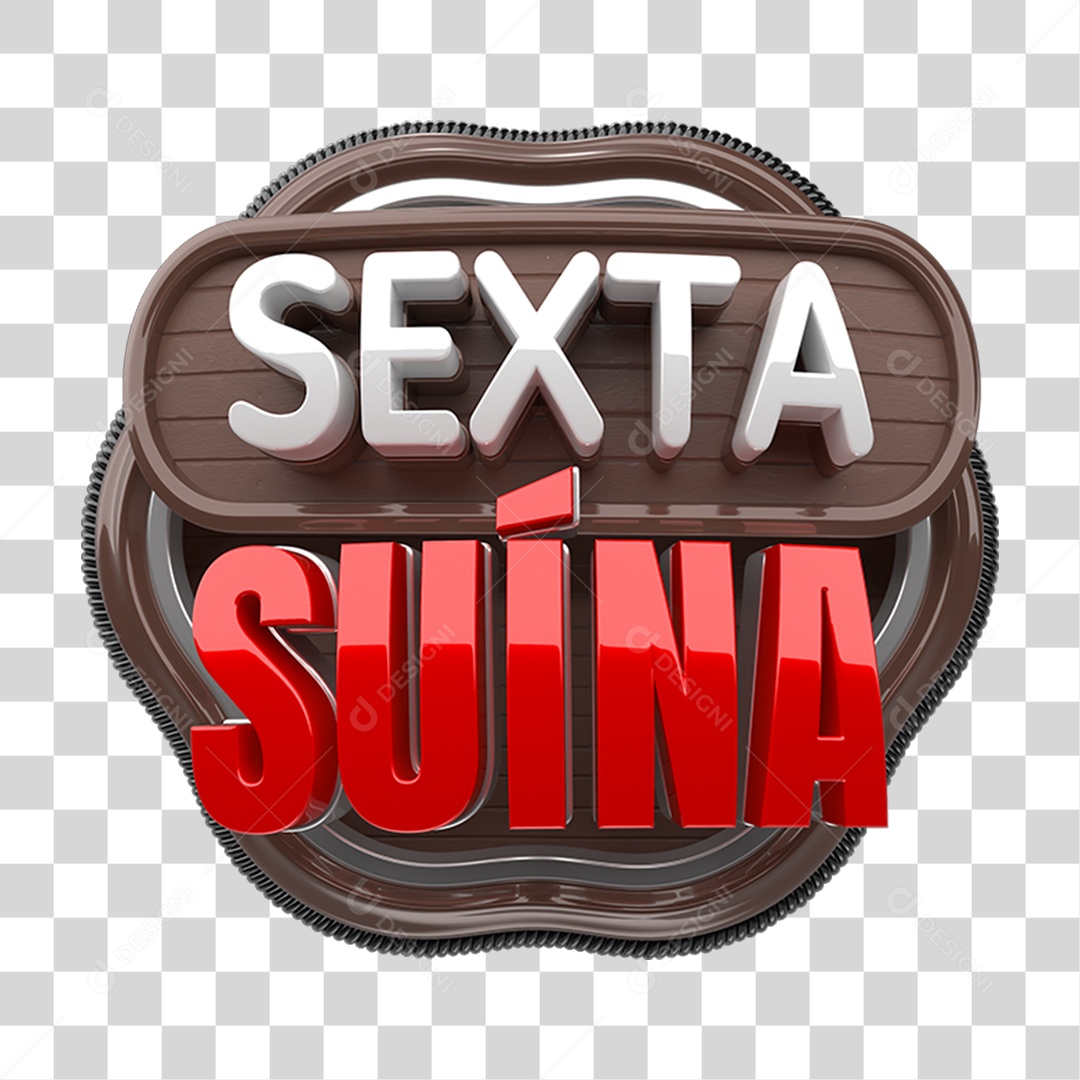 Selo 3D Sexta Suína PNG Transparente