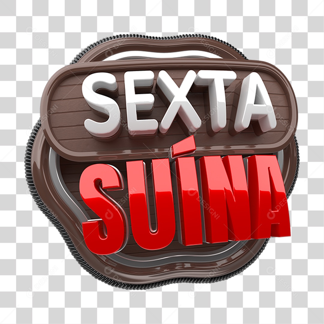 Selo 3D Sexta Suína PNG Transparente