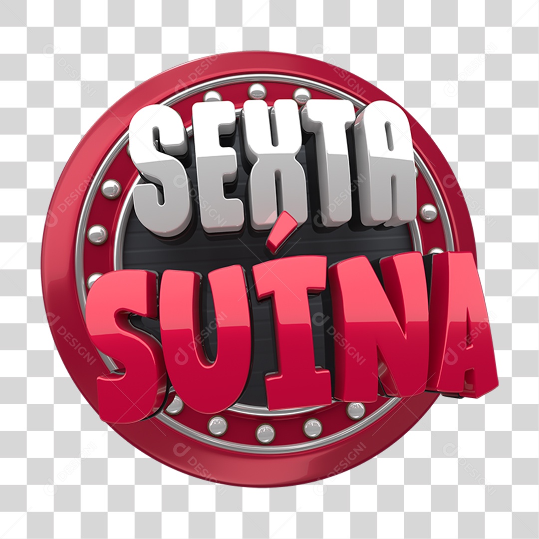 Selo 3D Sexta Suína PNG Transparente