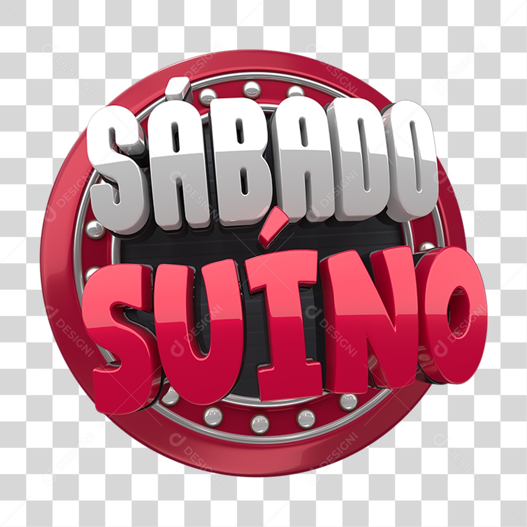 Selo 3D Sábado Suíno PNG Transparente