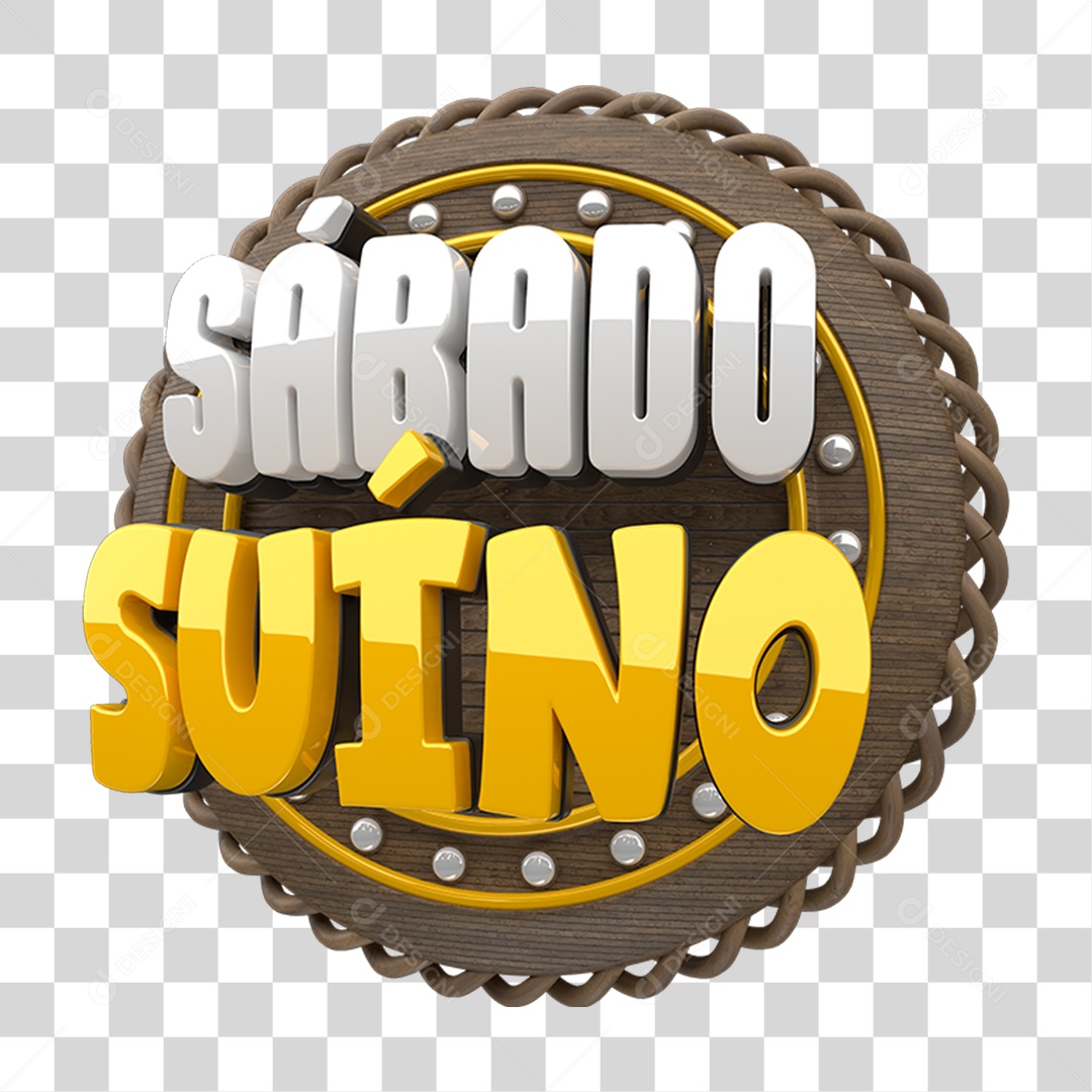Selo 3D Sábado Suíno PNG Transparente