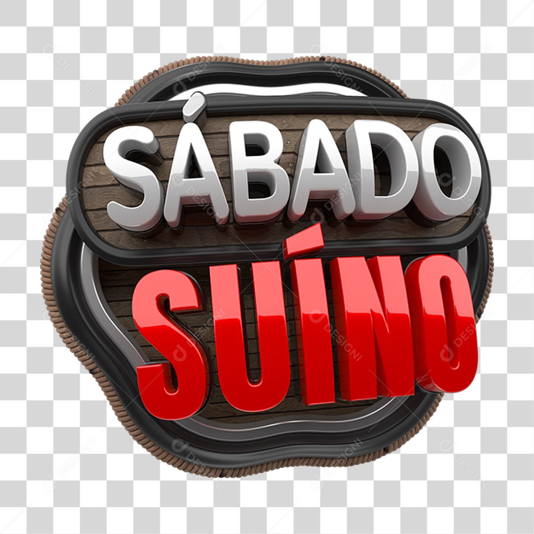 Selo 3D Sábado Suíno PNG Transparente
