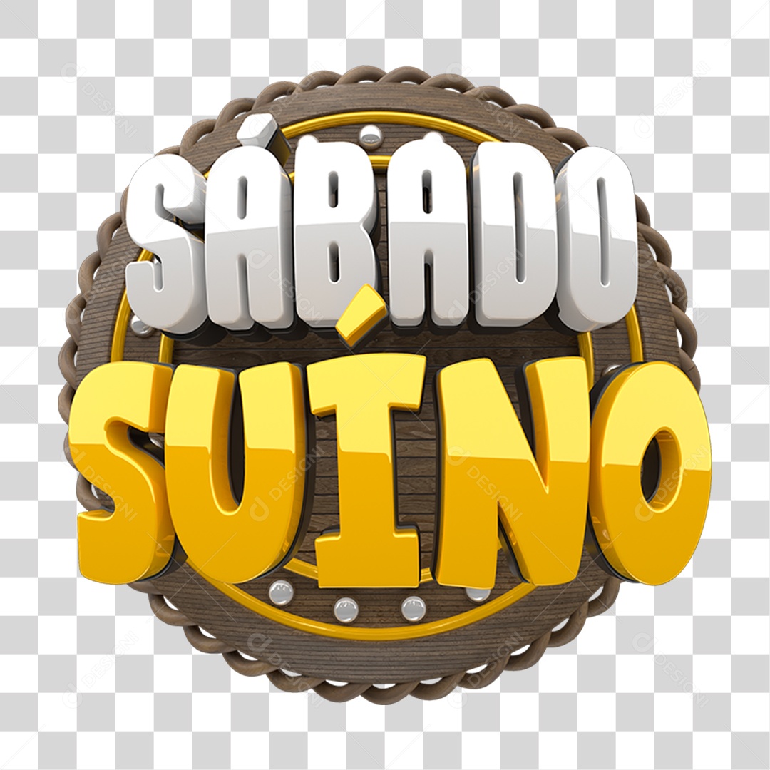 Selo 3D Sábado Suíno PNG Transparente