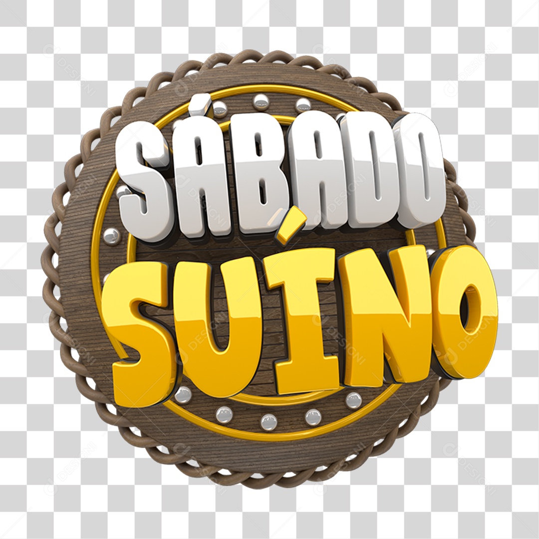 Selo 3D Sábado Suíno PNG Transparente