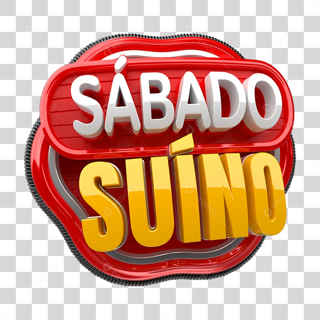 Selo 3D Sábado Suíno PNG Transparente