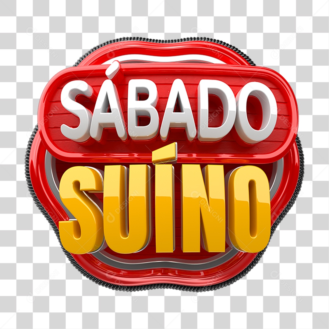 Selo 3D Sábado Suíno PNG Transparente