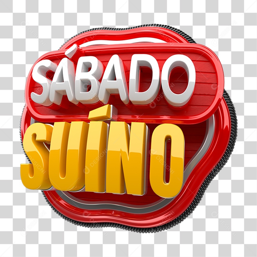 Selo 3D Sábado Suíno PNG Transparente