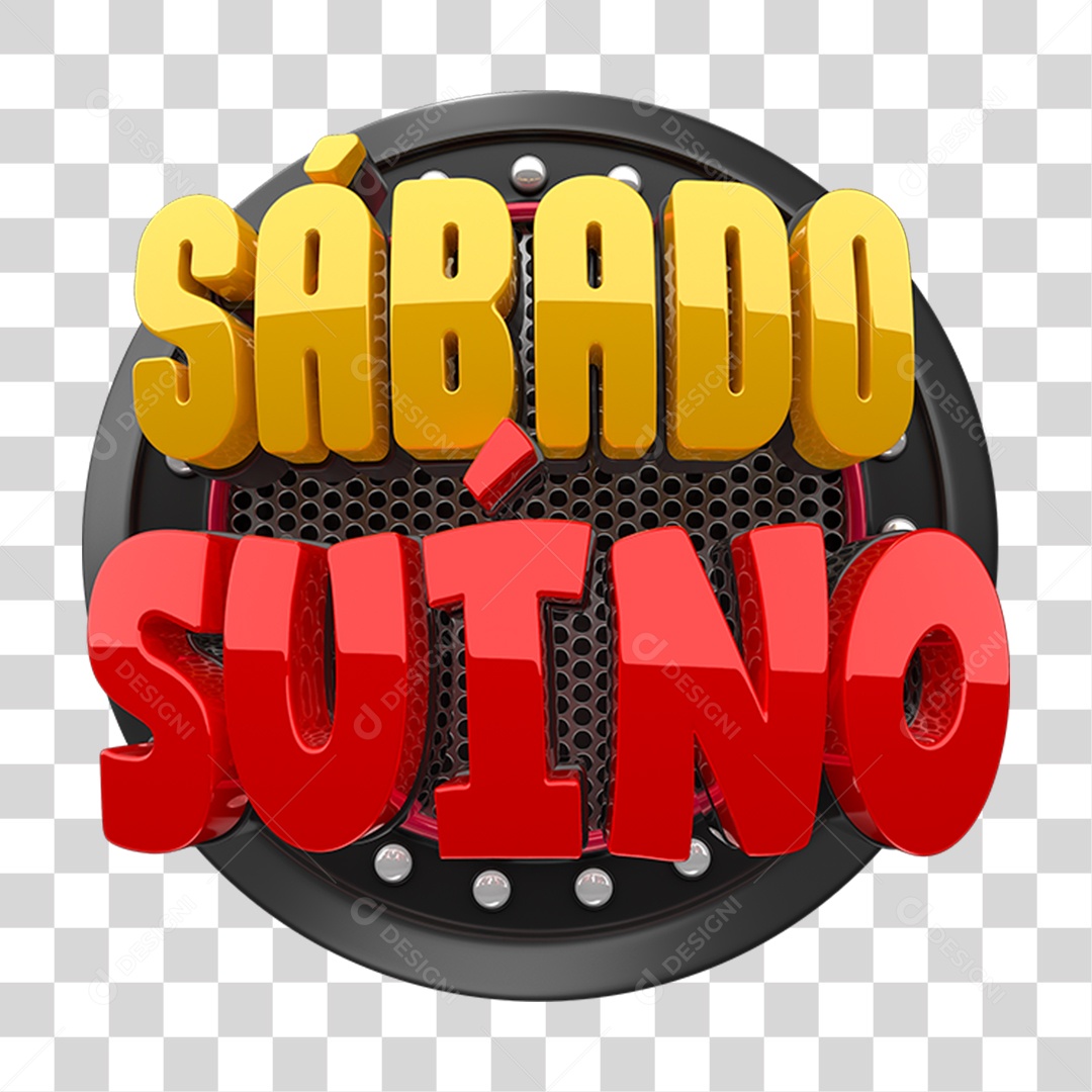 Selo 3D Sábado Suíno PNG Transparente
