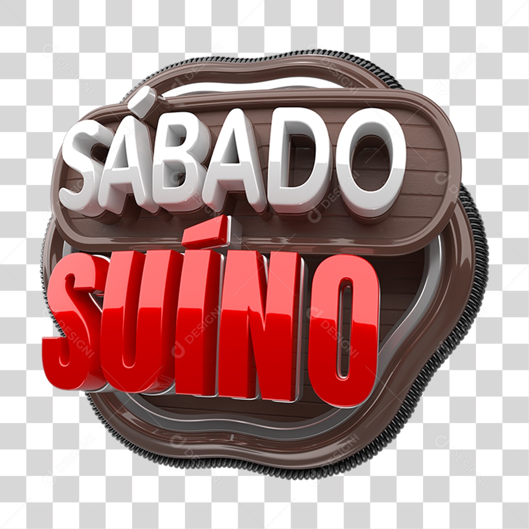 Selo 3D Sábado Suíno PNG Transparente