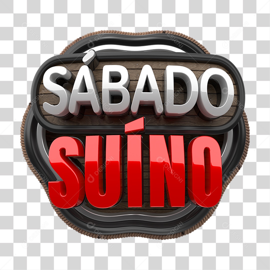 Selo 3D Sábado Suíno PNG Transparente