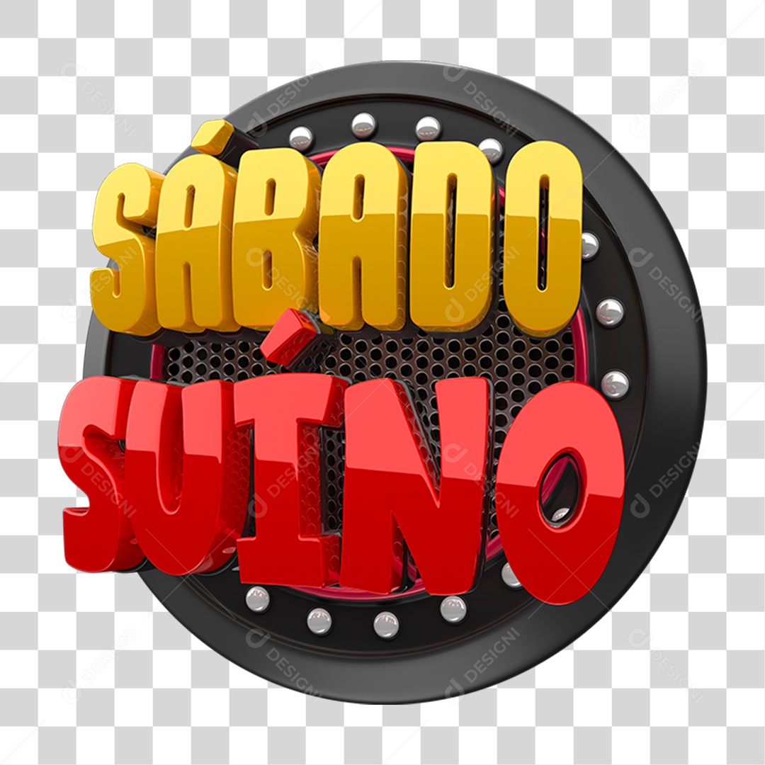 Selo 3D Sábado Suíno PNG Transparente
